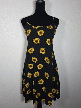 Msbasic Sunflower Sundress Women Size XS Summer Black Beach Vacation